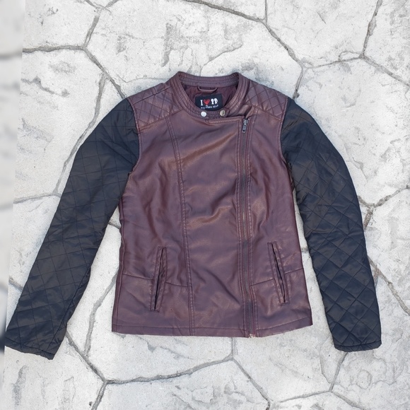 Purple Faux Leather Moto Jacket Quilted sz Medium - Picture 2 of 3